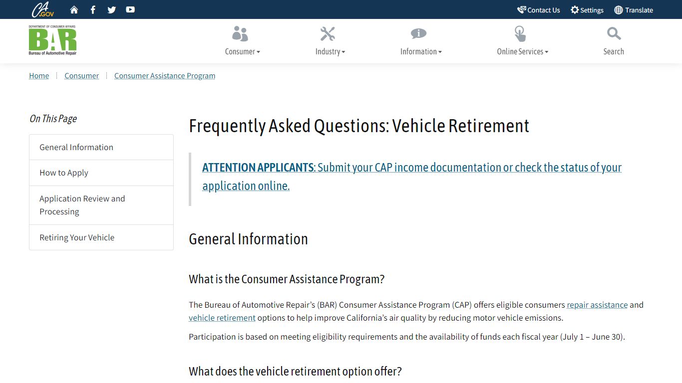 Frequently Asked Questions: Vehicle Retirement - Bureau of Automotive ...